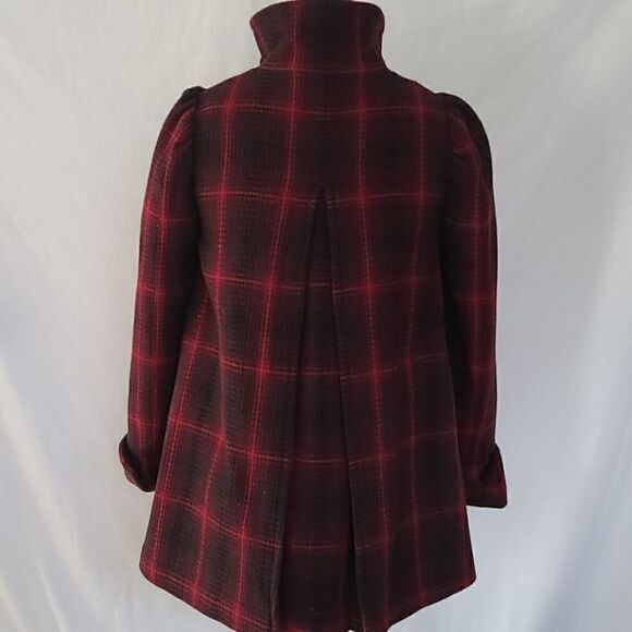 Steve Madden Button Down Plaid Red and Black Coat Size S - Picture 5 of 7